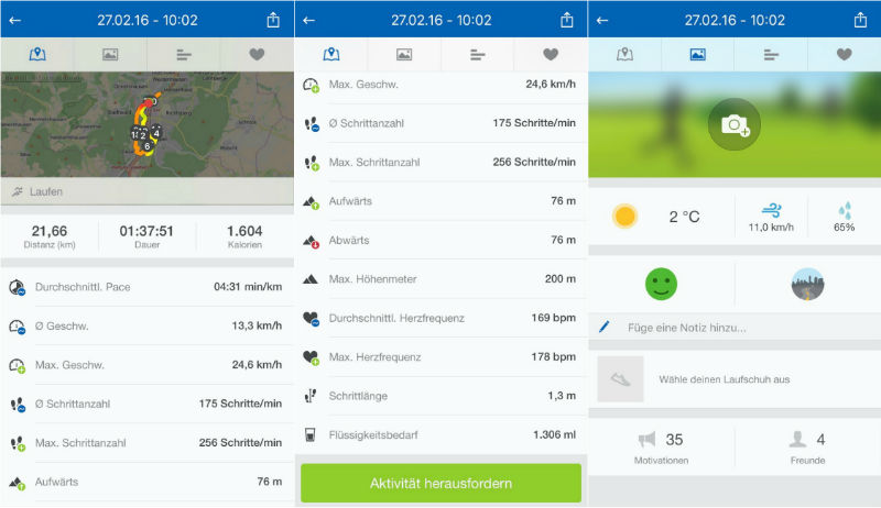 Runtastic Pro App Screenshots Laufdetails