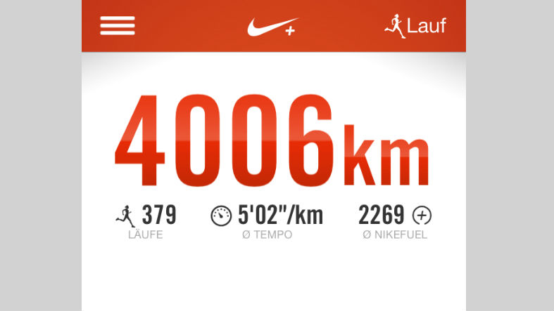 Nike+ Running App Screenshot