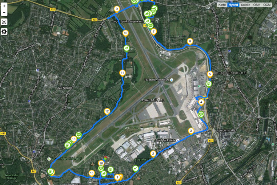 Streckenkarte Airport Race Hamburg.