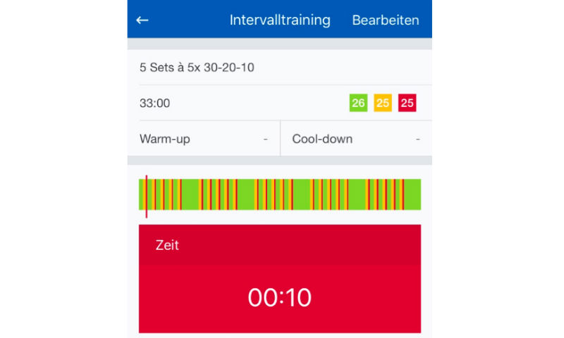 Runtastic Pro App Screenshots, Intervalltraining, 30-20-10-Methode