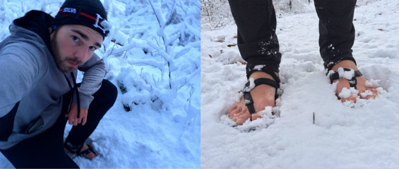 Laufen im Schnee mit Huaraches, Laufen im Winter