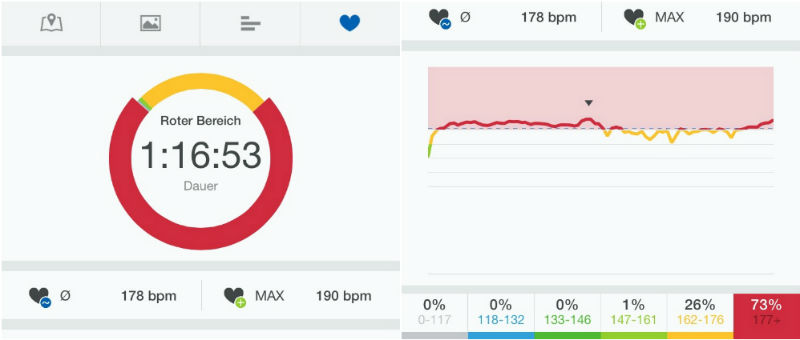 Herzfrequenz Grafik Runtastic Pro App Screenshot
