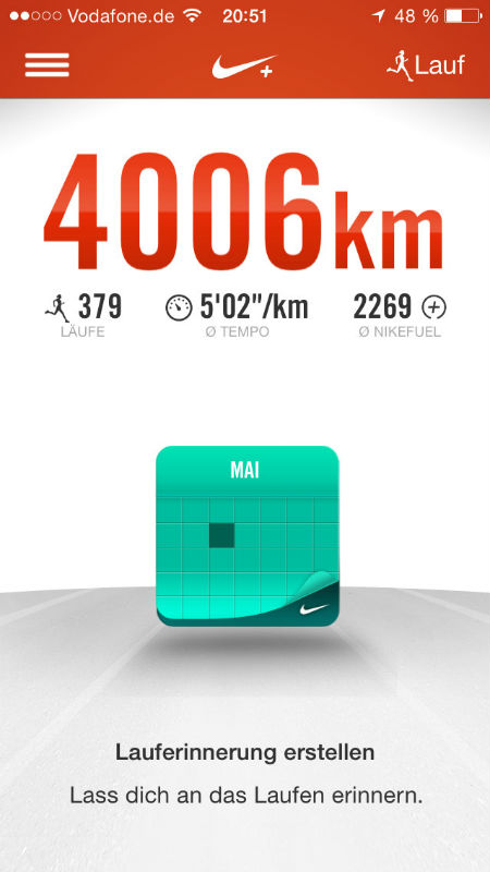 Nike+ Running App Screenshot
