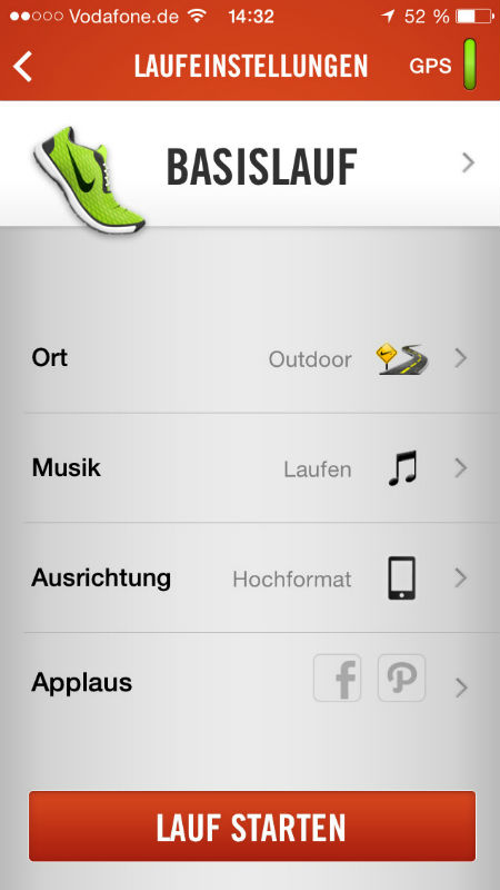 Nike+ Running App Screenshot