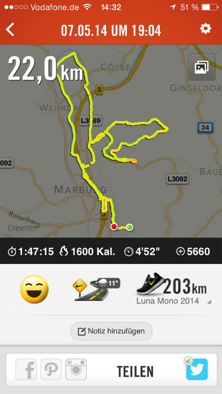 Nike+ Running App Screenshot