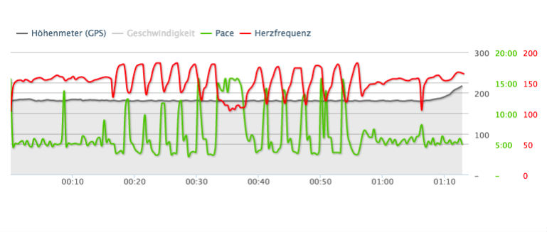 Runtastic Screenshots Herzfrequenz mit Polar H7, Grafik