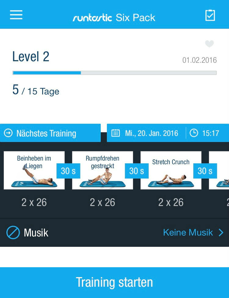 Runtastic Six Pack App Screenshots
