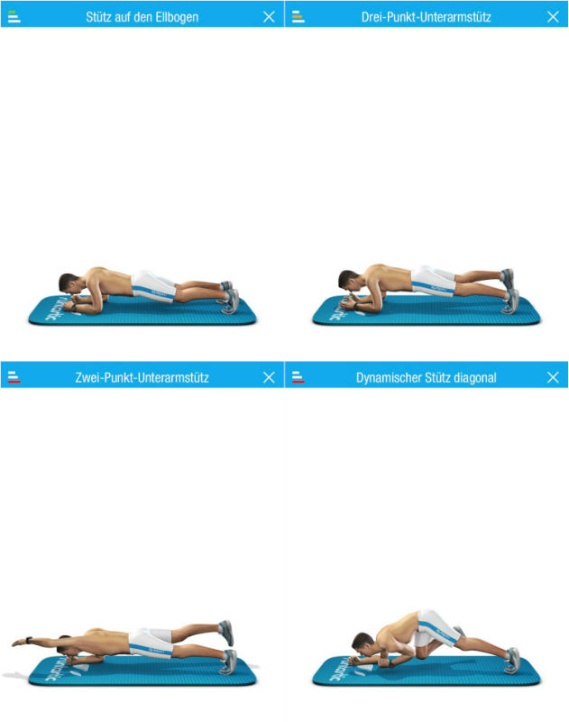 Runtastic Six Pack App Screenshots, Übungen