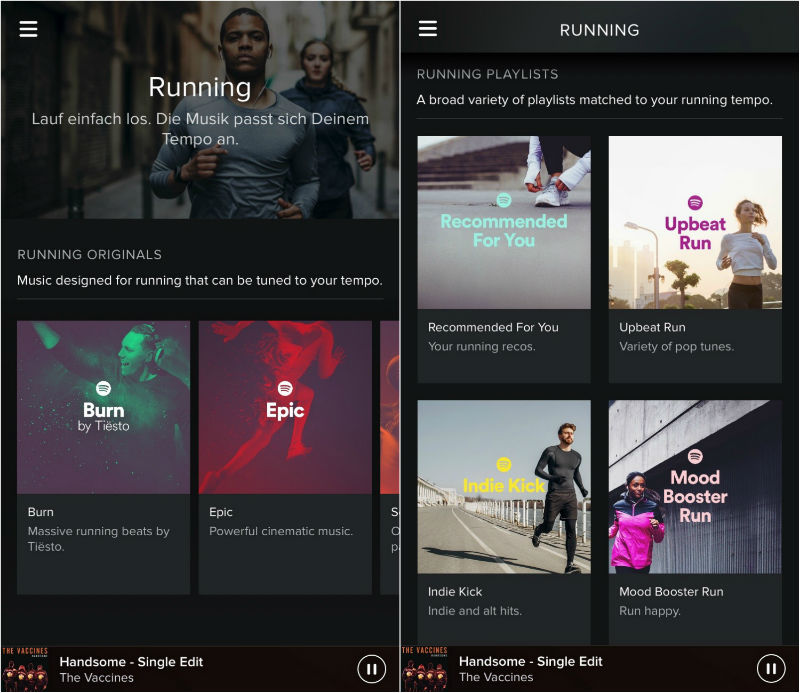 Spotify Running Option App Screenshots