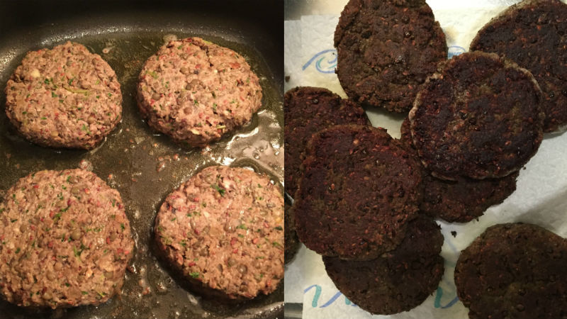 Veggie Patties Linsen, Walnuss, Pilze, Spinat